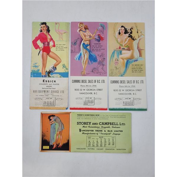 Lot of VTG Pin-Up Girl Vancouver Advertising Calendars (4" x 9")