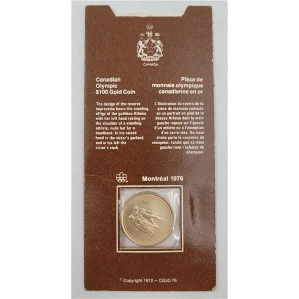 1976 Canadian Olympic $100 14 Kt. Gold Coin