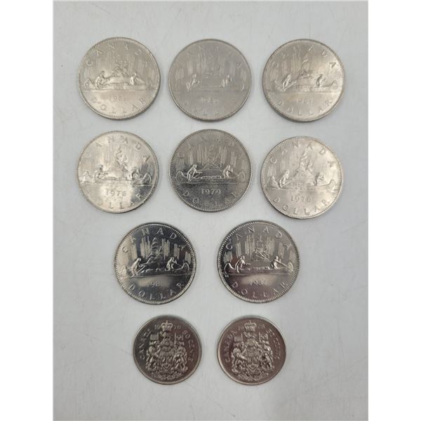 Lot of Canadian Voyageur Dollars & 50 Cent Coins
