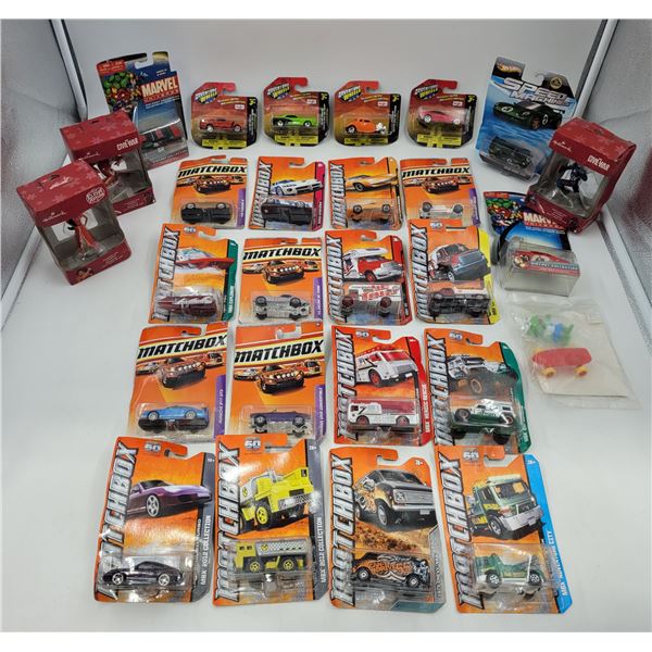 Lot of Sealed Matchbox & Marvel Vehicles and Hallmark Christmas Ornaments