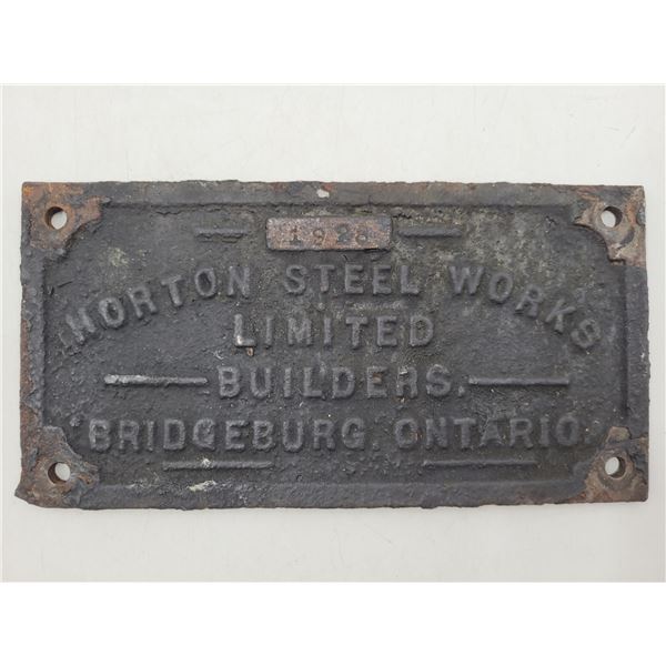 1928 Horton Steel Works Ltd Plaque