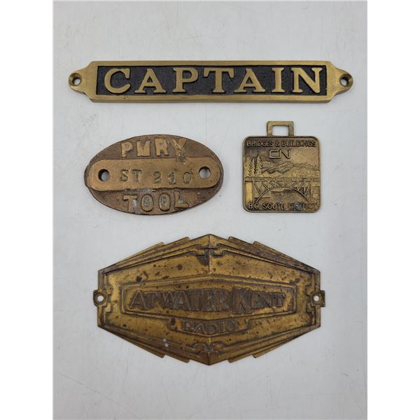 Lot of VTG Brass Plaques w/ CN Rail