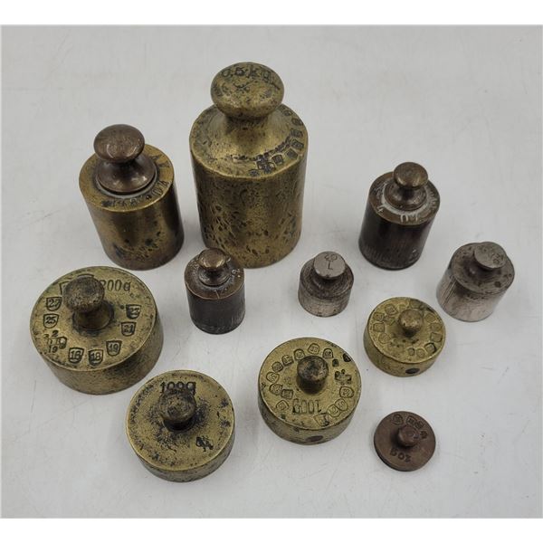 Set of Antique Brass Scale Weights