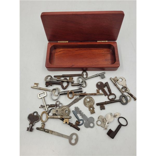 Lot of Assorted Keys w/ Wooden Box