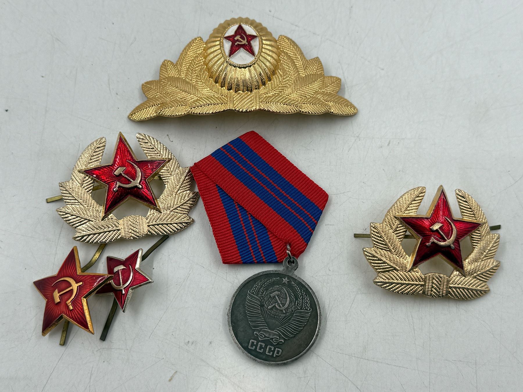 Lot of VTG Soviet Armed Forces Hat Emblems & Protection of Public Order ...