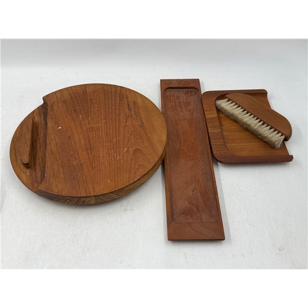 Danish Teak Wood Lot w/ Crumb Brush