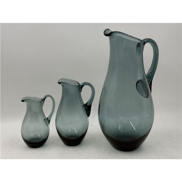 Set of 3 Mid Century German Glass Carafes