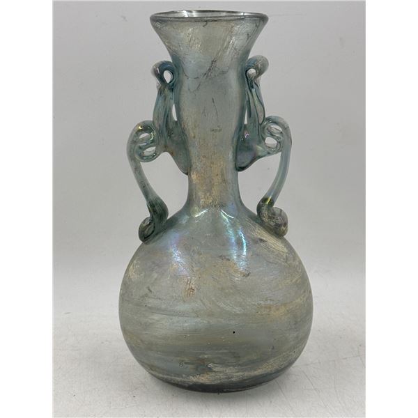 VTG Glass Amphora Vase w/ Handles