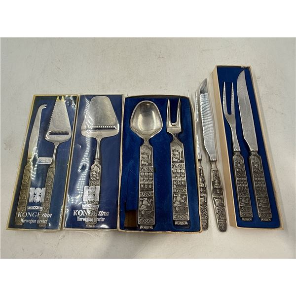 Lot of Konge Tinn Norweigan Pewter Serving Utensils