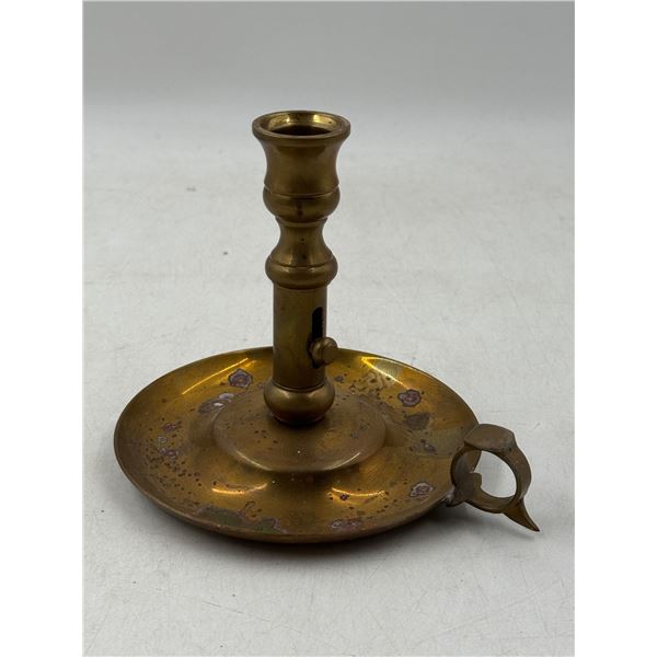 Antique Brass Chamber Stick/Candleholder Made in England