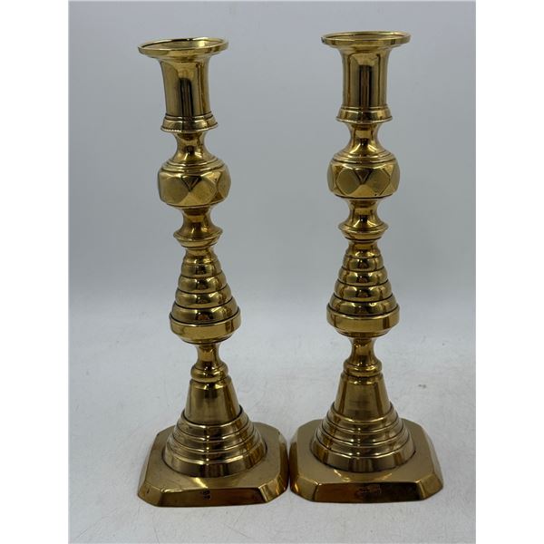 Pair of Brass Candleholders Made in England