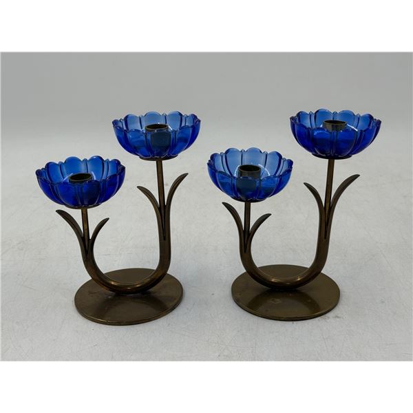 Pair of Ystad Metall Candleholders Made in Sweden