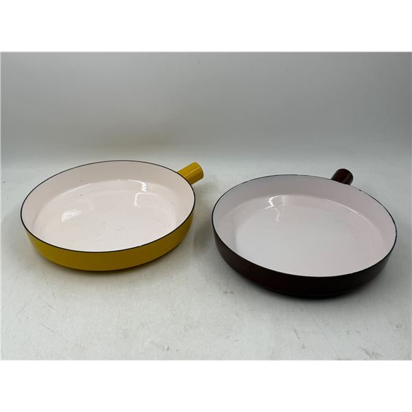 Pair of 1960s Dansk Designs Steel & Enamel Paella Pans Made in France
