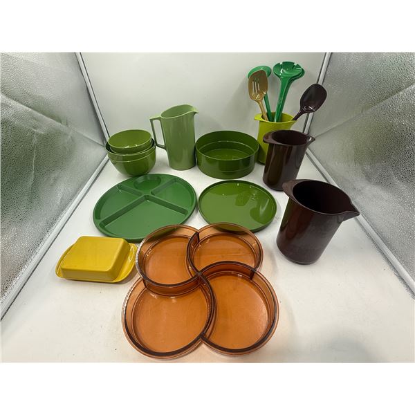 Lot of Melamine Serving Ware & Utensils