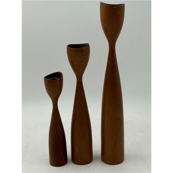 Set of MCM Teak Taper Candleholders
