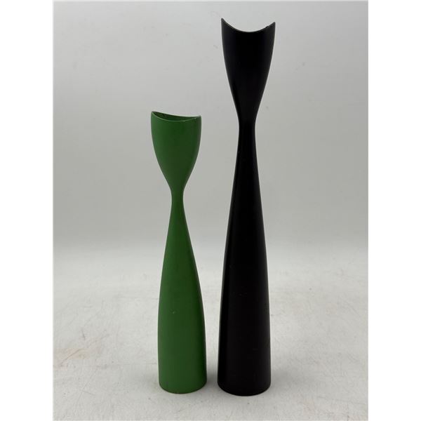2 Wooden Danish Candleholders