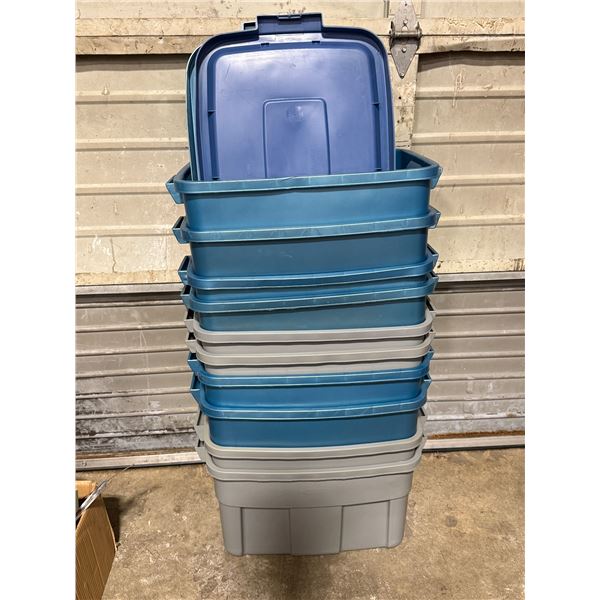 10 Rubbermaid Storage Bins and 10 Lids