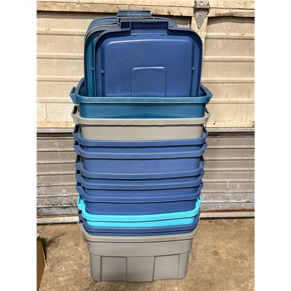 10 Rubbermaid Storage Bins and 10 Lids