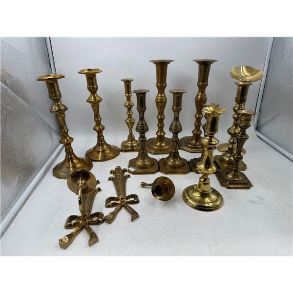 Lot of Assorted Brass Candlestick Holders