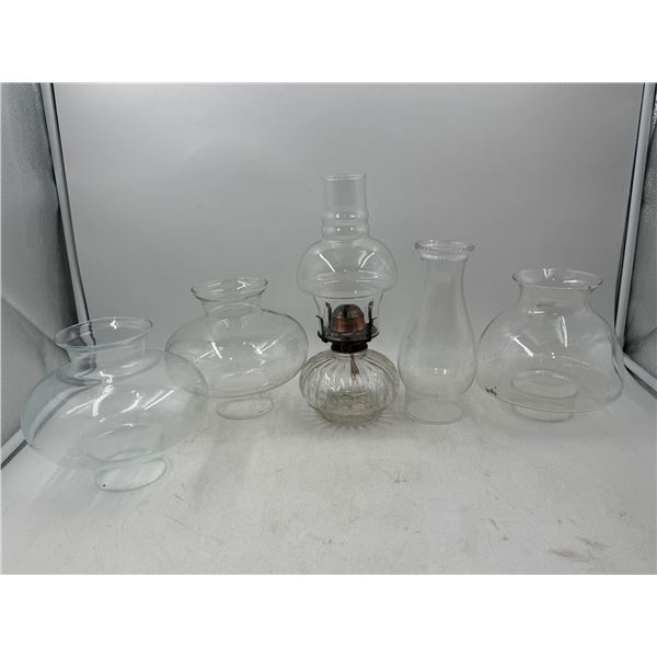 Glass Oil Lamp w/ Hurricane Lamp Shades