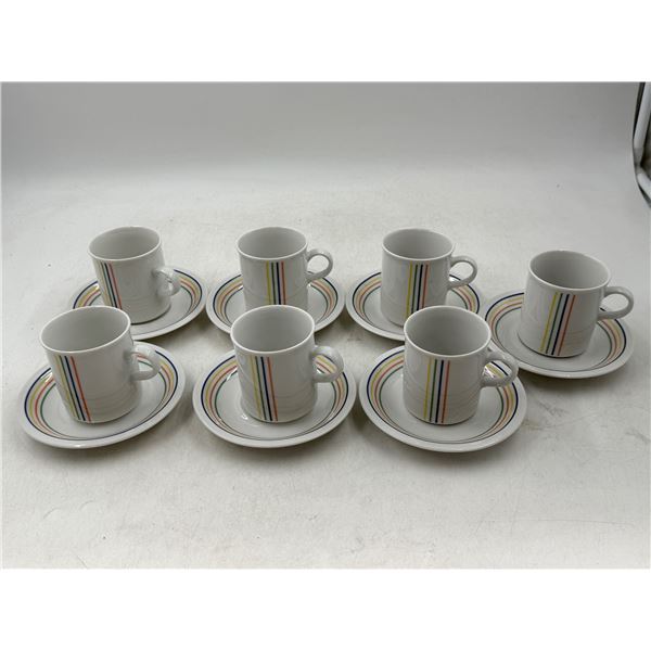 Lot of IKEA Rainbow-Striped Cups & Saucers