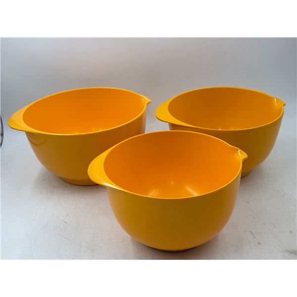3 Yellow Rosti Mixing Bowls Made in Denmark