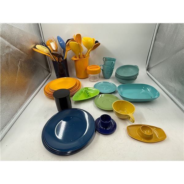 Lot of Assorted Melamine Serving Ware w/ Anholt Ashtray