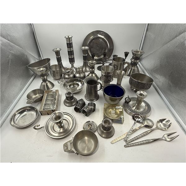 Lot of Assorted Pewter Decor & Dishware