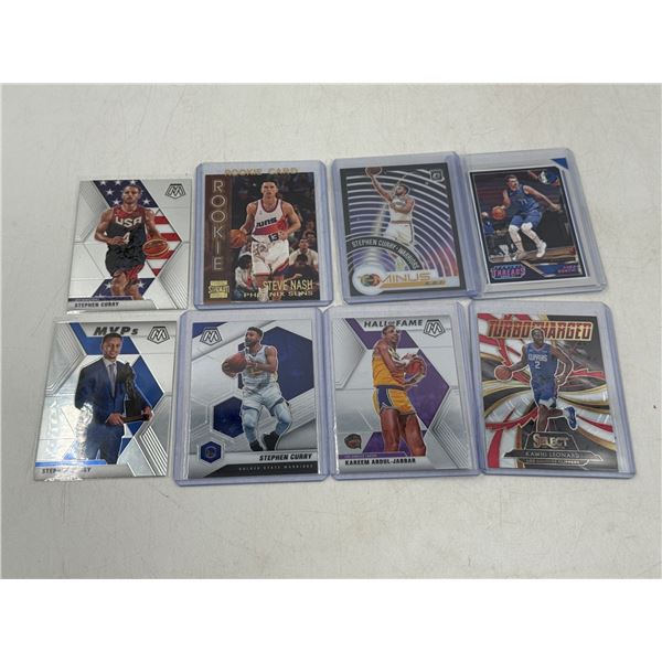 8 Basketball Cards w/ Stephen Curry, Steve Nash, & More