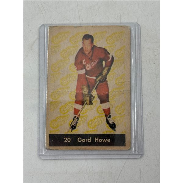 1960s Gord Howe Hockey Card w/ Penny Rub Cartoon on Back