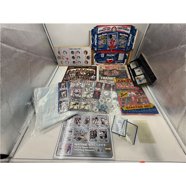 Lot of Assorted Hockey Collectibles w/ Newspaper, Cards, & More