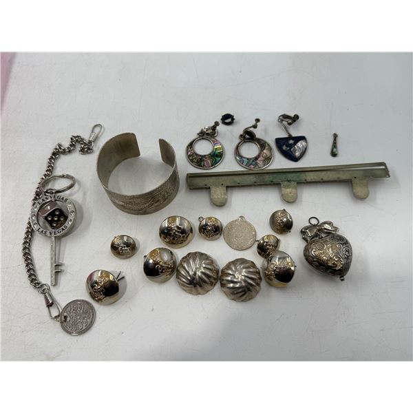 VTG Smalls Lot w/ Buttons, Cuff Bracelet, Earrings, & More
