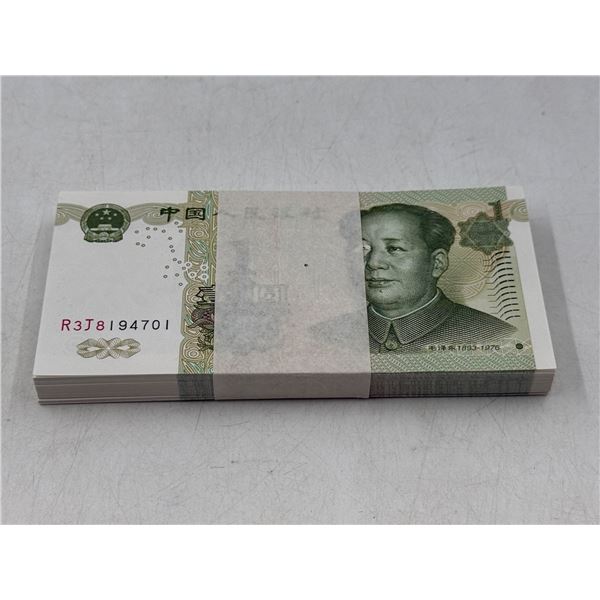 Lot of Sequential 1999 Chinese 1 Yuan UNC Banknotes