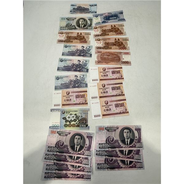 Lot of Assorted Korean Banknotes