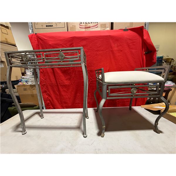 Metal Stool and Vanity/Table Set