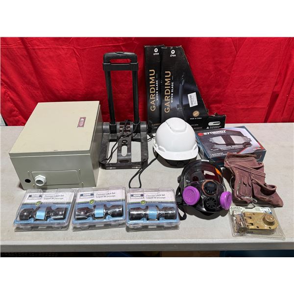 Assorted Lot w/ Doorknobs, Wiper Blades, Toolbelt, Junction Box & More