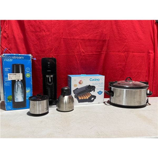 Small Appliance Lot w/ Sodastream, Mini Crockpot, Large Crockpot & More
