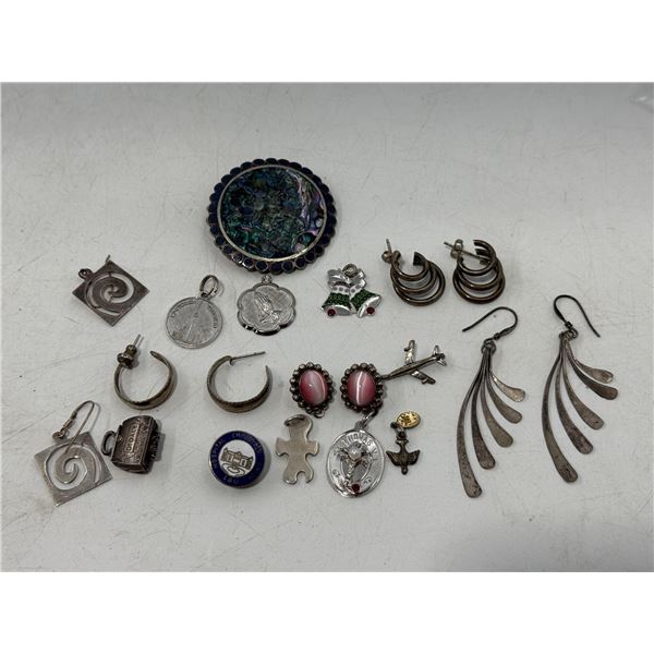 Lot of Sterling Silver Earrings & Charms