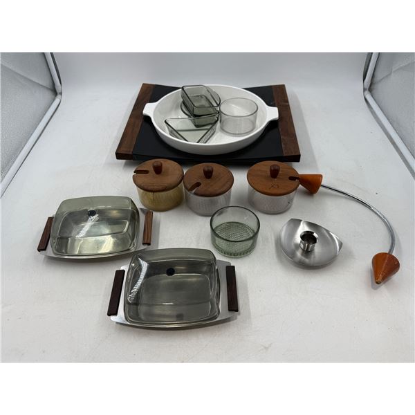 MCM Teak & Stainless Serving Ware