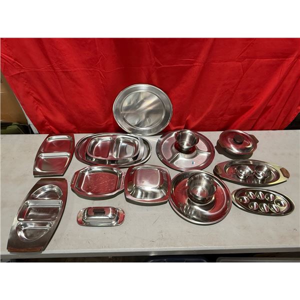 Lot of Stainless Steel Serving Ware