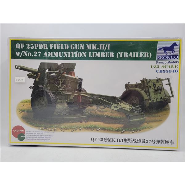 Sealed Bonco QF 25PDF Gun MK.II/I w/ No. 27 Ammunition Limber (Trailer) 1/35 Scale Model Kit