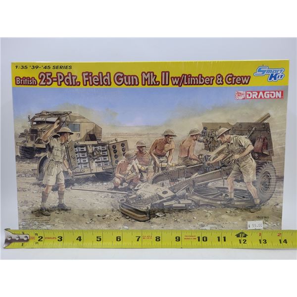 Sealed Dragon British 25-Pdr. Field Gun Mk. II w/ Limber & Crew 1:35 Scale Model Kit