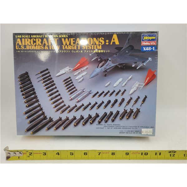 Sealed Hasegawa Aircraft Weapons: A US Bombs & Tow Target System 1/48 Scale Model Kit