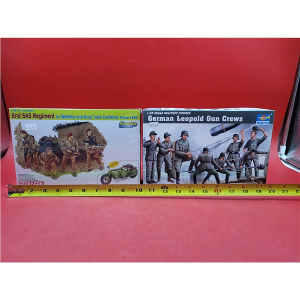 Sealed Dragon 2nd SAS Regiment France 1944 & Unbuilt Trumpeter German Leopold Gun Crews 1:35 Scale