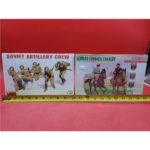 Sealed MiniArt Soviet Artillery Crew & Sealed Dragon German Cossack Cavalry 1:35 Scale