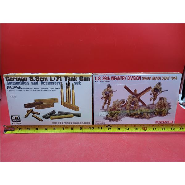 Unbuilt ARV Club German L/71 Tank Ammo & Access. & Sealed Dragon US Infantry Omaha Beach 1944 1:35