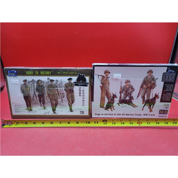 Sealed Riich Models Road to Victory WWII British Leader Set & Sealed Master Box Service Dogs WWII
