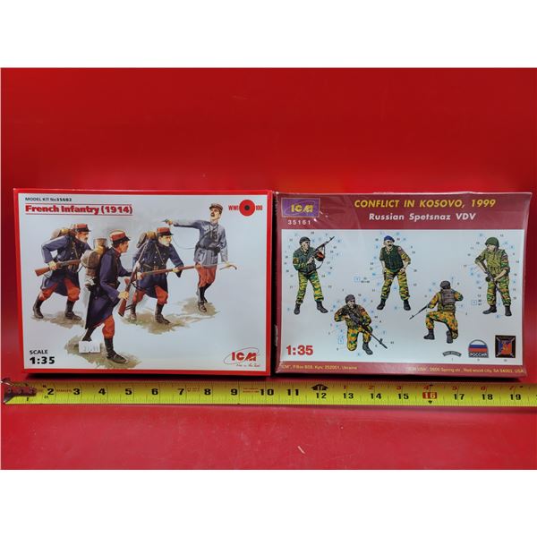 Unbuilt ICM French infantry 1914 & Sealed ICM 1999 Russian Spetsnaz 1:35 Scale