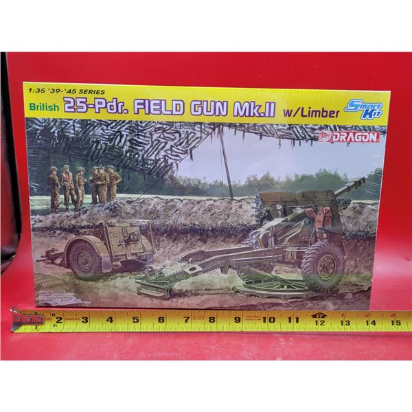 Sealed Dragon British 25-Pdr. Field Gun Mk.II w/ Limber 1:35 Scale Model Kit