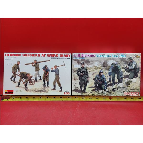 2 Unbuilt MiniArt & Dragon Model Kits (German Soldiers at Work & LAH Division Kleisoura Pass 1941)